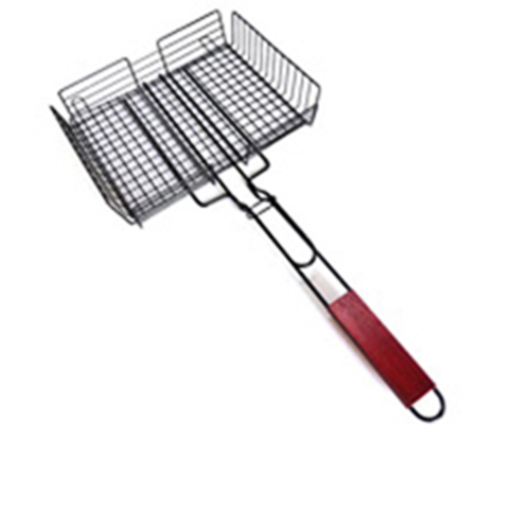 Yangjiang Outdoor BBQ Vegetable Grill Basket with Rosewood Handle Yangjiang Outdoor BBQ Vegetable Grill Basket with Rosewood Handle