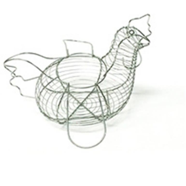 chrome plated metal chicken shape egg basket