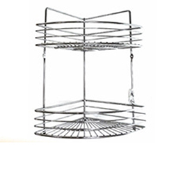 OSCAAOF0205507 Chrome Plated Metal 2 Tier Shower Corner Rack Bathroom Storage Shelf