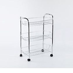 OSCAAOF80035655 kitchen dining 3 tier metal silver vegetable fruit storage trolley rack