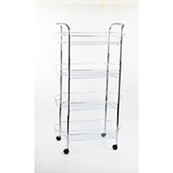 OSCAAOF80035880 4 Tier Metal Kitchen Storage Trolley Vegetable Fruit Cart Drawer Rack Wheels New
