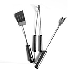 OSCABBQ02010612 3 in 1 Set Stainless Steel Barbecue Grill Tool Set