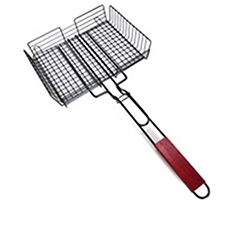 OSCABBQ0202683 Yangjiang Outdoor BBQ Vegetable Grill Basket with Rosewood Handle