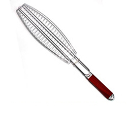 OSCABBQ0204896 BBQ Fish Grilling Basket Fish Roast Basket with Rosewood Handle