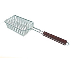 OSCABBQ0212108 BBQ Shaker Basket For Grilling with Lid and Rosewood Handle