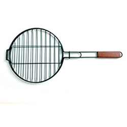 OSCABBQ0214726 Charcoal Non Stick Quesadilla Basket for Grilling with Wooden Handle