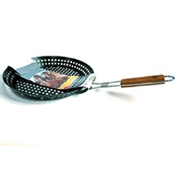 OSCABBQ0216167 LGBT Certification BBQ Non Stick Cast Iron Grill Pan with Foldable Wooden Handle