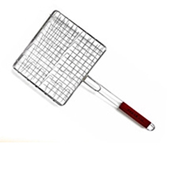 OSCABBQ0220662 Stainless Steel Expandable BBQ Grilling Basket with Wooden Handle Perfect for Vegetable and Shrimps