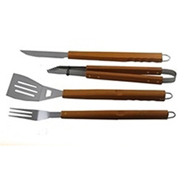 OSCABBQ060648 Hot Sale 4pcs Barbecue Tool Set With Wood Handle
