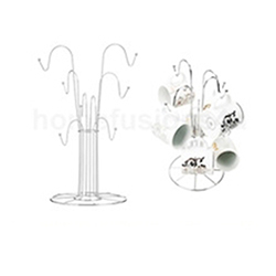 OSCACCH099141 NEW CHROME 8 CUP MUG TREE STAND HOLDER HANGING CUP KITCHEN DRAINER STORAGE RACK