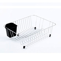 OSCADR0212961 Kitchen Chrome Plated Iron Dish Rack with Plastic Cutlery Box