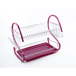 OSCADR0213385 Kitchen 2 Tier Metal Detachable Dish Drainer Rack with Cup Hanger