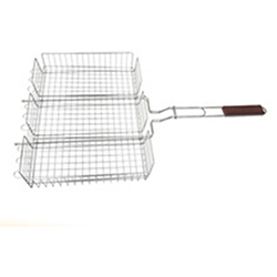 OSCAGB013796 Chrome Plated Detachable Wooden Handle BBQ Grill / Portable BBQ Grill