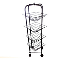 OSCAKB0211830 4 Tier Vegetable Fruit Basket Storage Trolley/Rack Stand with Wheels