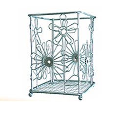 OSCAKR0211536 Flower Pattern Metal Kitchen Utensils Holder Cutlery Holder Chrome Finish