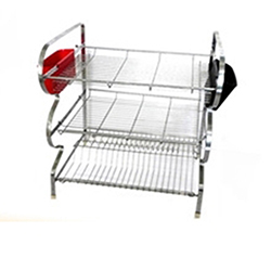 OSCAKR0211989 Amazons Hotsale Kitchen 3 Tier Stainless Steel Dish Drying Rack with 2 Plastic Cutlery Holder