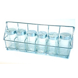 OSCAKR0331292 Hot Sale Metal Kitchen Spice Jar Rack with 6 Grids Chrome-plated