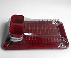 OSCAKT073111 Metal Wire Dish Rack with Flatware Holder and Plastic Drip Tray