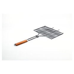 OSCAKT082288 Wood Handle Non-stick BBQ Grilling Basket