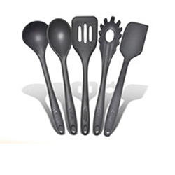 OSCAKU356 5 pieces black food grade Silicone Kitchen Utensil Set dinner kitchen tool