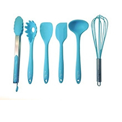 OSCAKU403 6 pieces blue orange food grade Silicone Kitchen Utensil Set
