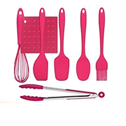 OSCAKU569 5 pieces red food grade Silicone Kitchen Utensil Set