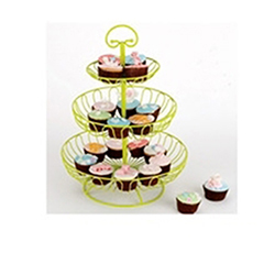 OSCAOEM190 3 layer wire fruit basket candy color cup cake basket rack iron cup cake frame Free