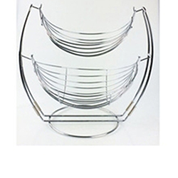 OSCAOEM241 2 tier chorme plated metal fruit basket