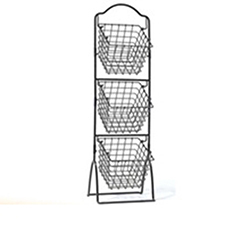 OSCAOEM726 Wire Basket Rack Storage Bin Vegetable Fruit Black Metal Organizer Display