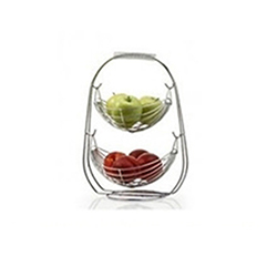 OSCAOEM860 2 Tier Fruit Basket Metal Holder Kitchen Storage Hanging Rack Wire Stand Organizer