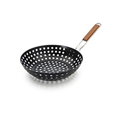 OSCAbbq8314866 Square BBQ Grill Wok with wooden handle