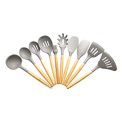 OSXZ30301068 10 pcs silicone cooking utensils with wood or bamboo handle
