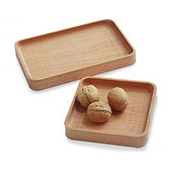 OSXZ30301204 Natural Beech Wood Serving Dishes - Handmade Mini Dessert Plates