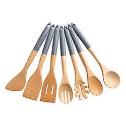 OSXZ30301226 Silicone beech wood cooking utensils