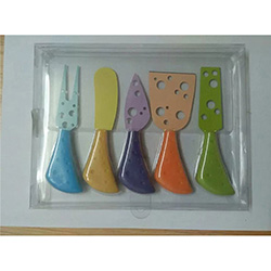 OSXZ3030532 color cheese knife set with wood holder